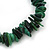 Forest Green Shell Nugget Stretch Bracelet - up to 19cm - view 2