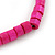 Unisex Fuchsia Wood Bead Flex Bracelet - up to 21cm L - view 3