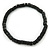 Unisex Black Wood Bead Flex Bracelet - up to 21cm L