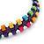 Multicoloured Wood Bead Friendship Bracelet With Purple Cord - Adjustable - view 2