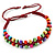Multicoloured Wood Bead Friendship Bracelet With Dark Red Cord - Adjustable - view 4