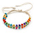 Multicoloured Wood Bead Friendship Bracelet With White Cord - Adjustable