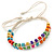 Multicoloured Wood Bead Friendship Bracelet With White Cord - Adjustable - view 2