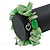 Spring Green Shell Nugget, Ceramic Bead, Burnt Silver Metal Charm Flex Bracelet - 18cm L - view 4