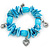 Sky Blue Shell Nugget, Ceramic Bead, Burnt Silver Metal Charm Flex Bracelet - 18cm L - view 4