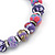Purple Fimo Bead With Silver Tone Flex Bracelet - 18cm Length - view 3
