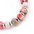 Pink Fimo Bead With Silver Tone Flex Bracelet - 18cm Length - view 4