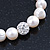10mm Freshwater Pearl With Clear Crystal Disco Ball Bead Stretch Bracelet - 18cm L - view 4