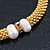 Gold Tone Snowflake With 9mm Light Cream Freshwater Pearl Bead and Crystal Spacer Stretch Bracelet - 19cm L - view 5