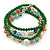 Green Agate Stone, Multicoloured Glass Crystal Bead Flex Bracelet/ Necklace - 66cm L - view 1