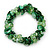 Grass Green Glass Beads With Shell Chips Clustered Stretch Bracelet - 19cm L - view 2