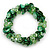 Grass Green Glass Beads With Shell Chips Clustered Stretch Bracelet - 19cm L - view 6
