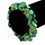 Grass Green Glass Beads With Shell Chips Clustered Stretch Bracelet - 19cm L - view 3