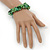 Grass Green Glass Beads With Shell Chips Clustered Stretch Bracelet - 19cm L - view 5