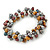 7mm Multicoloured Freshwater Pearl and Transparent Glass Bead Stretch Bracelet - 18cm L - view 5