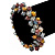 7mm Multicoloured Freshwater Pearl and Transparent Glass Bead Stretch Bracelet - 18cm L - view 2