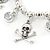 Silver Tone Crystal Dangle & Skull & Crossbones Charm Flex Bracelet - up to 20cm Ls - view 4