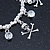Silver Tone Crystal Dangle & Skull & Crossbones Charm Flex Bracelet - up to 20cm Ls - view 6