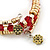 Gold Plated Metal & Red Glass Bead Coil Flex Bracelet - Adjustable - view 4
