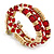 Gold Plated Metal & Red Glass Bead Coil Flex Bracelet - Adjustable - view 6