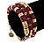Gold Plated Metal & Red Glass Bead Coil Flex Bracelet - Adjustable - view 2