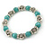 10mm Classic Turquoise Bead, Crystal Ring, Rose Flex Bracelet - 19cm L
