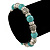 10mm Classic Turquoise Bead, Crystal Ring, Rose Flex Bracelet - 19cm L - view 2