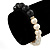 10mm Light Cream Freshwater Pearl with Black Faceted Onyx Stone Stretch Bracelet - 18cm L - view 4