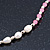 Pink Glass Crystal Bead, Agate Stone, Freshwater Pearl Flex Bracelet/ Necklace - 52cm L - view 6