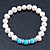 9mm Freshwater Pearl With Semi-Precious Turquoise Stone Stretch Bracelet - Size S - view 3