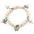 10mm Freshwater Pearl With Butterfly and Cross Charm Stretch Bracelet (Silver Tone) - 20cm L - view 6