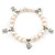 10mm Freshwater Pearl With Heart and Turtle Charm Stretch Bracelet (Silver Tone) - 20cm L - view 5