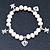 10mm Freshwater Pearl With Heart and Turtle Charm Stretch Bracelet (Silver Tone) - 20cm L