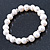 9mm Classic Light Cream Freshwater Pearl With Crystal Stud Spacer Stretch Bracelet - 18cm L - view 4