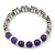 Antique Silver Tone Butterfly Bead And 10mm Dyed Purple Agate Stone Stretch Bracelet - 19cm L - view 1