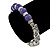 Antique Silver Tone Butterfly Bead And 10mm Dyed Purple Agate Stone Stretch Bracelet - 19cm L - view 6