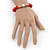 10mm Red Ceramic Stone, Gold Beads and Crystal Ball Stretch Bracelet - 18cm L - view 3
