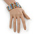 5 Strand Multicoloured Glass Bead Flex Bracelet With Crystal Bars - 20cm L - view 3
