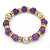 10mm Purple Agate Stone, Gold Crystal Spacers And White Crystal Balls Flex Bracelet - 17cm L - view 9