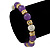 10mm Purple Agate Stone, Gold Crystal Spacers And White Crystal Balls Flex Bracelet - 17cm L - view 5