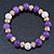 10mm Purple Agate Stone, Gold Crystal Spacers And White Crystal Balls Flex Bracelet - 17cm L - view 1