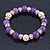10mm Purple Agate Stone, Gold Crystal Spacers And White Crystal Balls Flex Bracelet - 17cm L - view 10