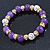10mm Purple Agate Stone, Gold Crystal Spacers And White Crystal Balls Flex Bracelet - 17cm L - view 6