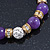 10mm Purple Agate Stone, Gold Crystal Spacers And White Crystal Balls Flex Bracelet - 17cm L - view 7
