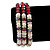 3 Strand Red Glass Bead, White Freshwater Pearl Stretch Bracelet - 19cm L - view 8