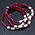 3 Strand Red Glass Bead, White Freshwater Pearl Stretch Bracelet - 19cm L - view 9