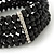 5 Strand Black Glass Bead Flex Bracelet With Crystal Bars - 20cm L - view 4