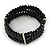 5 Strand Black Glass Bead Flex Bracelet With Crystal Bars - 20cm L - view 6