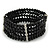 5 Strand Black Glass Bead Flex Bracelet With Crystal Bars - 20cm L - view 7