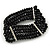 5 Strand Black Glass Bead Flex Bracelet With Crystal Bars - 20cm L - view 5
